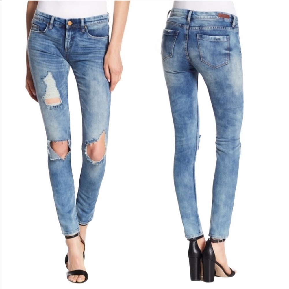 BLANK NYC Distressed Skinny Jeans Acid Wash 26